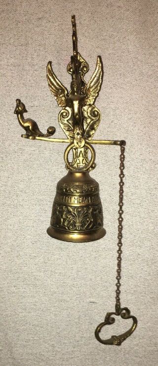 Vtg Brass Pulley Bell Vocem Meam A Ovime Tangit Door Knocker Monastery Church