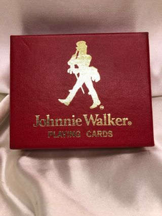 Wow Rare Vintage Johnny Walker Black Label 2 Decks With Rare Red Case