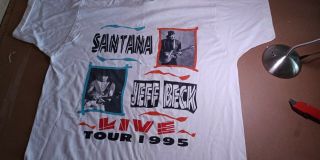 Vintage Santana Jeff Beck Live Tour Shirt 90s 1995 Concert Single Stitch
