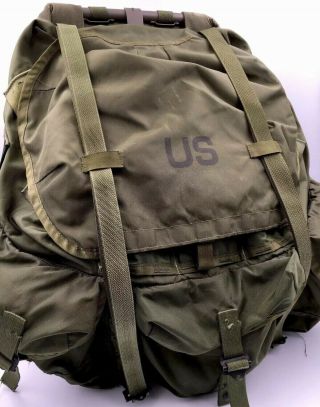 Vintage Olive Large Field Pack W/ Frame Us Army Military Combat Nylon Lc - 1 Alice