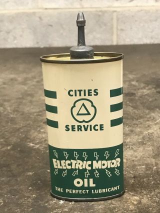 Vintage Cities Service Electric Motor Lead Top Handy Oiler 4oz Can Gas Oil Empty