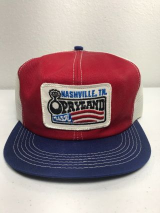Rare Vintage Opryland K - Brand Trucker Hat Red White And Blue Mesh Snapback