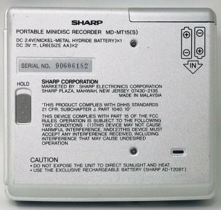 Vintage Sharp MD - MT15 MiniDisc Player/Recorder 6