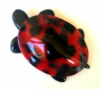 Vintage Signed Lea Stein Paris Swirled Orange Black Turtle Tortoise Brooch /pin