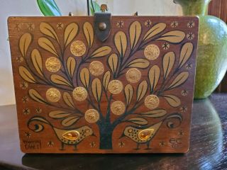 Enid Collins Of Texas Money Tree I Vintage 1965 Box Wood Purse