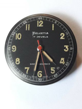 Vintage watch HELVETIA,  military,  17 jewels,  cal.  820 D Swiss made 2