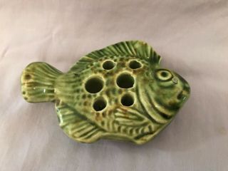 Vintage Mccoy Art Pottery Green Fish Flower Frog Warman 