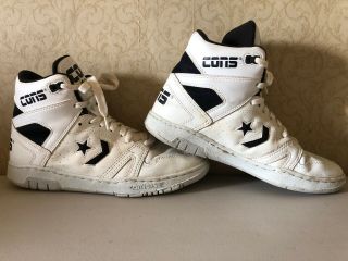 Vtg Converse Cons 100 Men Sneaker Rare Made In Usa 10.  5 Black & White High Top