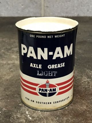 Rare Vintage Pan - Am Axle Grease 1 Lb Pound Can Lubricant Gas Oil Pan Am Empty