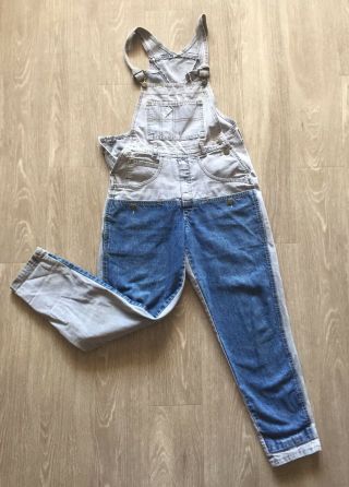 Vintage Guess Two - Toned Overalls Womens Size 2 Made In Usa Denim