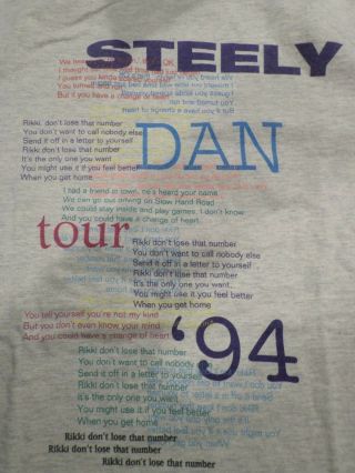 Vintage RARE - Steely Dan - 1994 - Tour Concert T - Shirt - Large - Rock Band 2