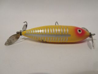 Vintage Heddon Wounded Spook Xry Yellow Shore W/ Floppy Props