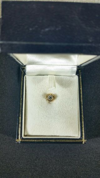 Vintage 14k gold diamond tie tack lapel pin stud.  Krauss jewlers West Palm Fla. 2