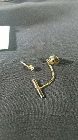 Vintage 14k gold diamond tie tack lapel pin stud.  Krauss jewlers West Palm Fla. 5