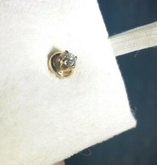 Vintage 14k gold diamond tie tack lapel pin stud.  Krauss jewlers West Palm Fla. 7