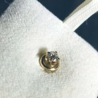 Vintage 14k gold diamond tie tack lapel pin stud.  Krauss jewlers West Palm Fla. 8