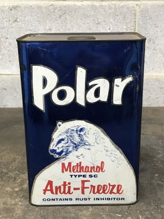 Vintage Polar Anti - Freeze 1 Gallon Can Motor Oil Gas Anti Freeze