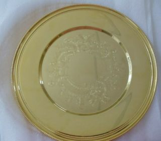 Charger & Service Plates Gold Brass Metal Plates,  Set Of 8,  Vintage
