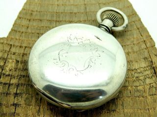 Vintage Sterling Pocket Watch with a Coin Silver Hunting Case 18 Size 4