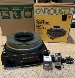 Vintage Kodak Carousel 750h Slide Projector W/ Remote & Tray.  Fully