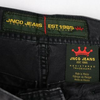 VTG 90s JNCO Jeans Men 29 x 30 Cargo Pants Black Embroidered Snake Skate Grunge 3