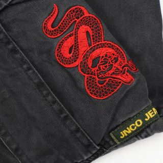 VTG 90s JNCO Jeans Men 29 x 30 Cargo Pants Black Embroidered Snake Skate Grunge 5