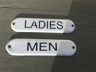 Vintage Pair Ladies,  Men Restroom,  Bathroom Gas,  Signs