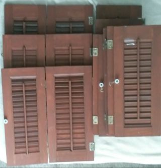 8 Vintage Interior Louvered Folding Wood Shutters Each 17 " X19 "