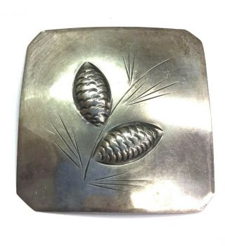 Vintage Stuart Nye Sterling Silver 925 Reppousse Pine Cone Leaf Pin Brooch
