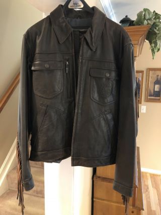 Harley - Davidson Vintage Fringe Leather Jacket Men’s Large