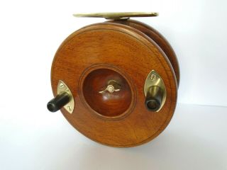 A Fine Antique Wood And Brass Starback Fishing Reel By S.  Allcock Of Redditch