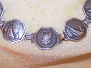 VINTAGE Lambda Chi Alpha fraternity art deco orig crest bracelet,  sterling OLD 2