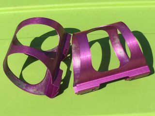 Vintage Ringle Purple Anodized Water Bottle Cage Cuff Mtb Pair