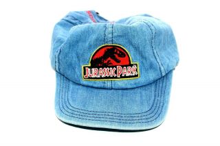 Vintage Jurassic Park Universal Studios Denim Strap Back Hat 1996 Made In Usa