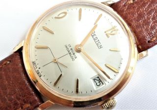 Vintage Reston Swiss Made 17 Jewels Gold Plated Hand Winding Gents Wristwatch
