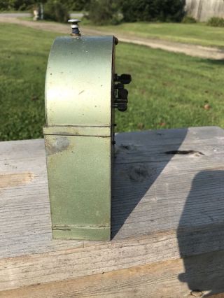 Vintage Clock Art Deco Haven Green Metal Case Push Switch 5