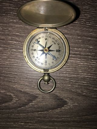 Vintage World War Ii U.  S Military Brass Pocket Compass