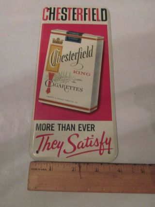 Chesterfield Cigarette Smoking Advertising Sign Tobacciana Tin Vintage