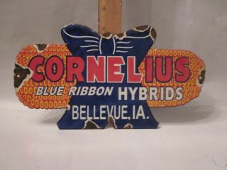 Cornelius Porcelain Sin Advertising Vintage Blue Ribbon Corn Iowa Food