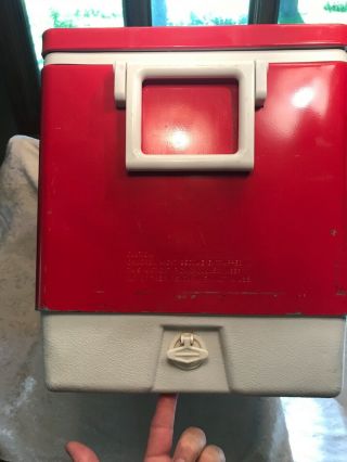 Vintage Coleman Red Metal Cooler Box Plastic Handles 6