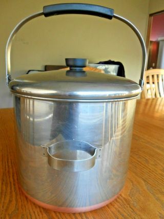 Vintage 1801 Revere Ware Stainless Steel Copper Bottom 8 Quart Stock Pot