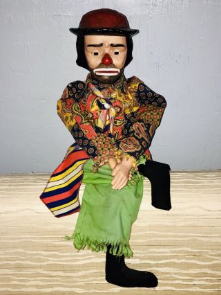 Vintage Emmett Kelly Talking Clown Ventriloquist Dummy Hobo Doll Juro Novelty Co