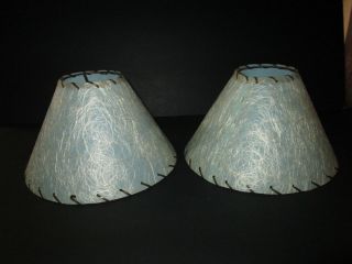 Vintage Mid - Century Robin Egg Blue Fiberglass Smaller Lamp Shades