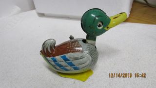 Vintage Tin Windup Duck Made In Germany,  MOVING MOUTH,  EYES. 2