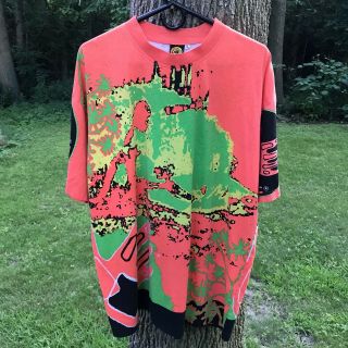 Vintage 90s Body Glove All Over Print T Shirt Spellout Multicolor 1991 Mens Xl