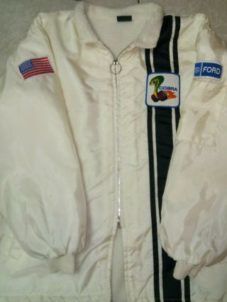 Vintage Mens Ford Shelby Cobra Racing Jacket Size Xxl White Sherpa Lined Patches