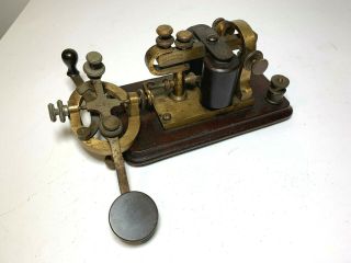 Vtg Antique J.  H Bunnell Morse Code Key Telegraph Keyer W/ Sounder Brass Nat.