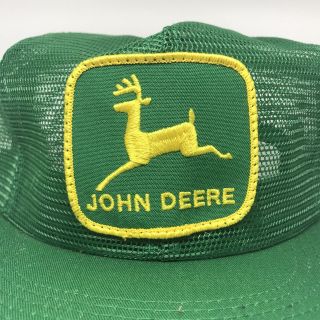Vintage John Deere Patch Mesh Snapback Trucker Hat Cap 80s VTG K PRODUCTS 5