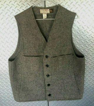 Vintage Mens Filson Mackinaw Garment 100 Wool Solid Gray Vest Size 44