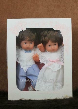 Vintage Corolle Twins Babies 12 " Dolls Boy & Girl Made In France 1981 Collectors